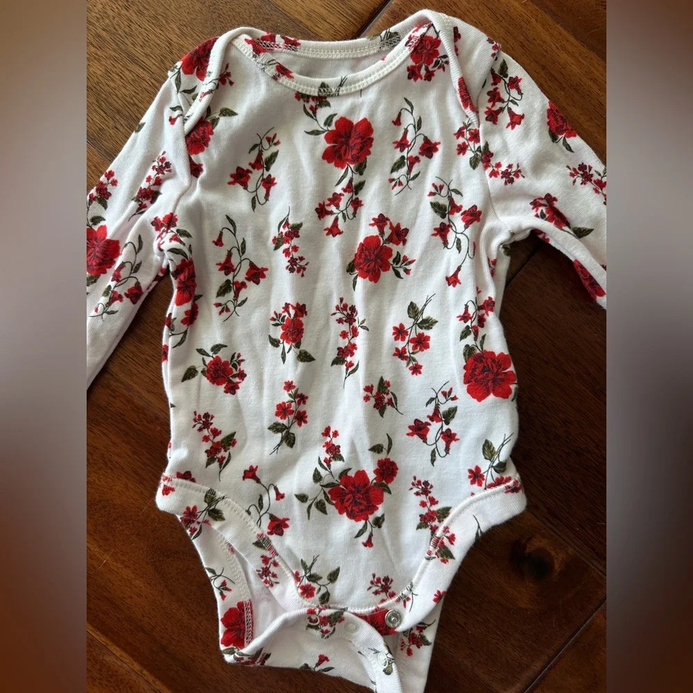Old Navy Red Floral Kids Bodysuit
